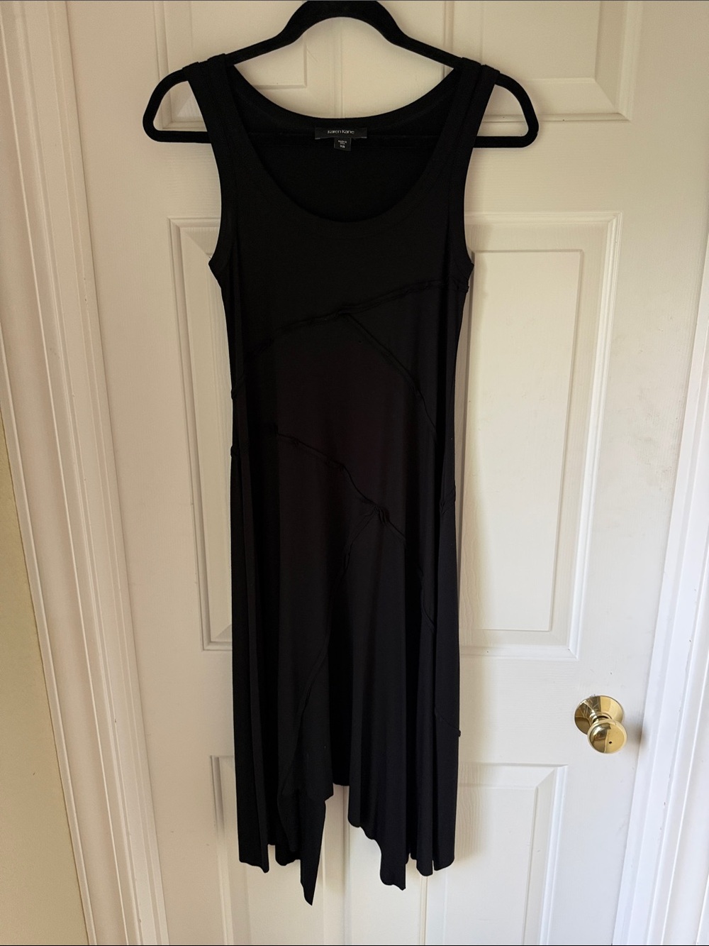 KAREN KANE BLACK SLEEVELESS ASYMMETRIC HEM DRESS XS